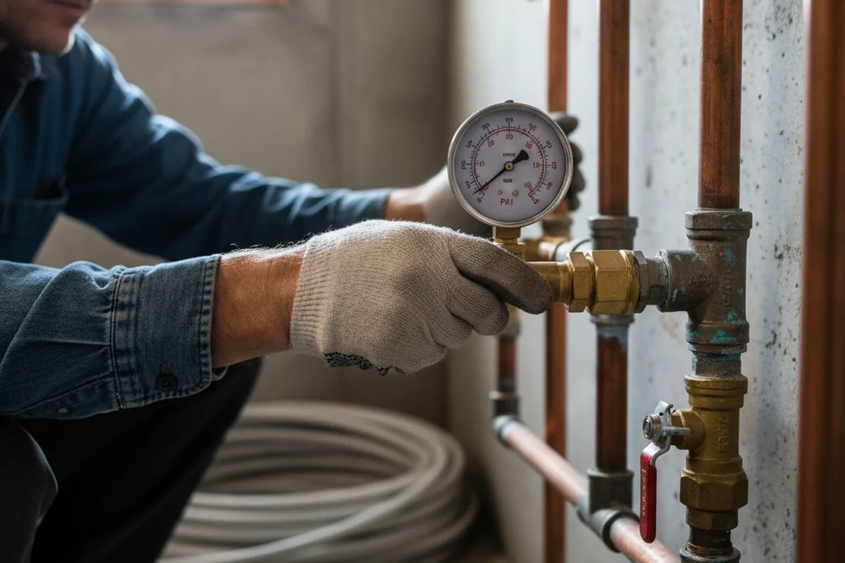 Pressure testing a repaired line during Water Line Repair in Atlanta